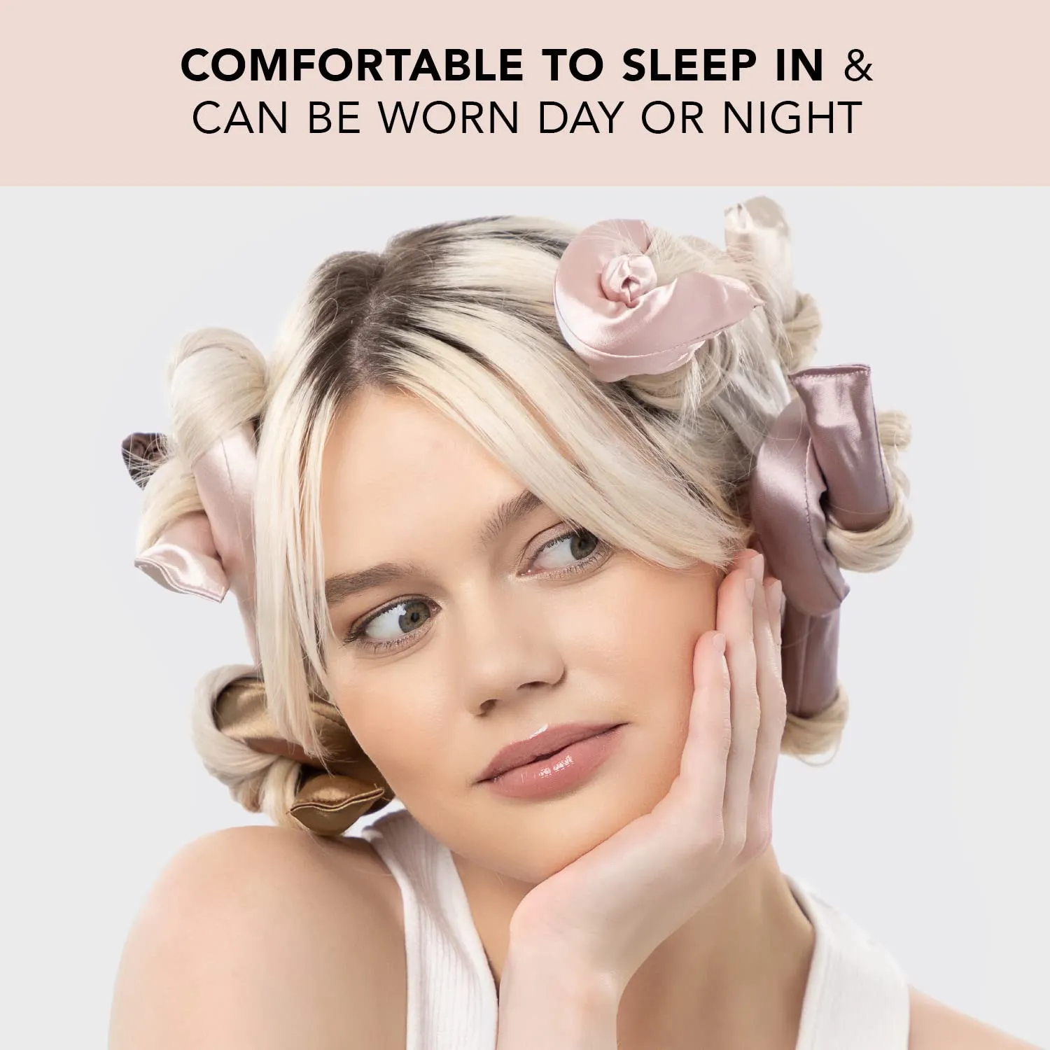 Kitsch Satin Heatless Curling Rod - Heatless Hair Curler for Overnight Curls, Soft Hair Curlers to Sleep In, Heatless Curlers for Women, No Heat Curls for Short Hair & Long Hair, 6pcs - Rosewood