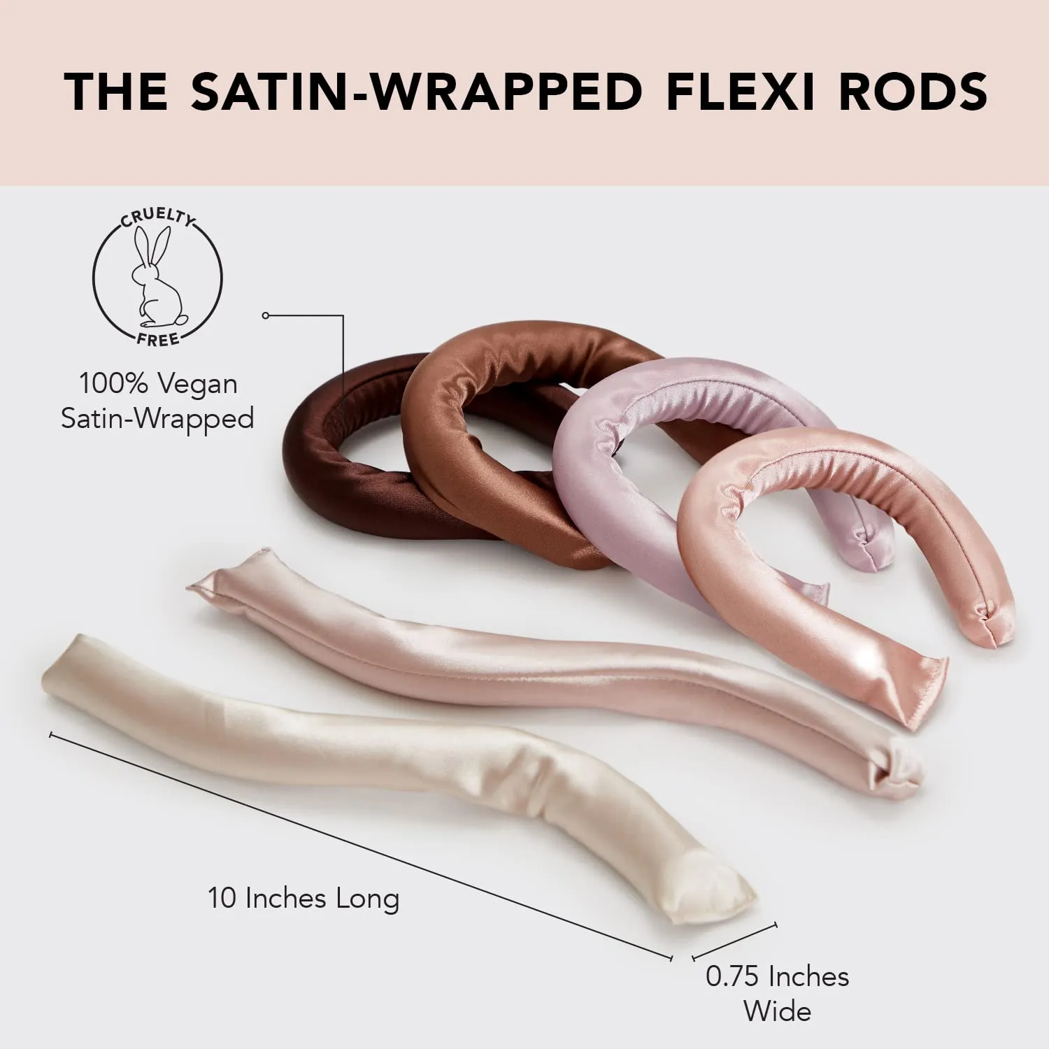 Kitsch Satin Heatless Curling Rod - Heatless Hair Curler for Overnight Curls, Soft Hair Curlers to Sleep In, Heatless Curlers for Women, No Heat Curls for Short Hair & Long Hair, 6pcs - Rosewood