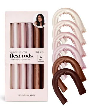 Kitsch Satin Heatless Curling Rod - Heatless Hair Curler for Overnight Curls, Soft Hair Curlers to Sleep In, Heatless Curlers for Women, No Heat Curls for Short Hair & Long Hair, 6pcs - Rosewood