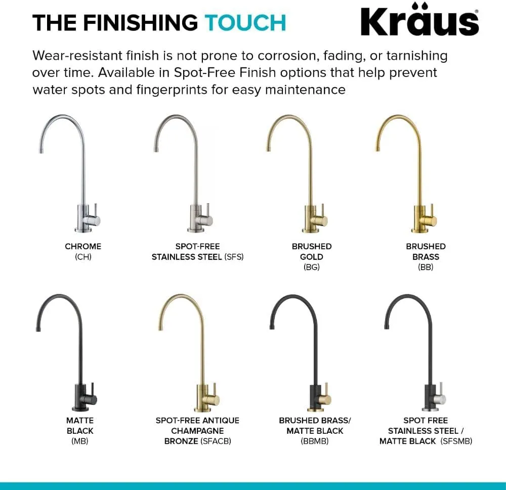 KRAUS Purita™ Single Handle Drinking Water Filter Faucet for Reverse Osmosis or Water Filtration System in Brushed Brass/Matte Black, FF-100BBMB