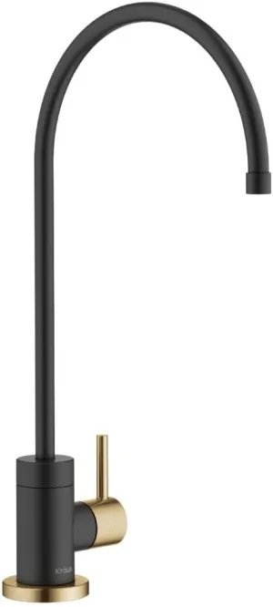 KRAUS Purita™ Single Handle Drinking Water Filter Faucet for Reverse Osmosis or Water Filtration System in Brushed Brass/Matte Black, FF-100BBMB