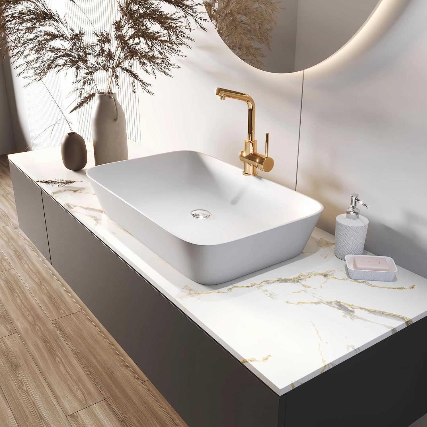 LACHEERY Kitchen Counter Top Peel and Stick Waterproof 24 x 317 Inch Thick White Marble Contact Paper Peel and Stick Marble Countertop Wallpaper for Bathroom Countertops Self Adhesive Vinyl Wrap Roll