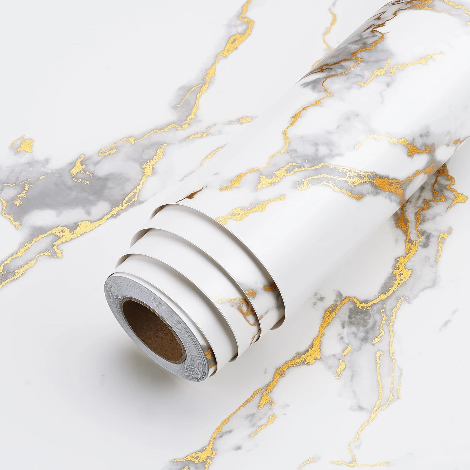 LACHEERY Kitchen Counter Top Peel and Stick Waterproof 24 x 317 Inch Thick White Marble Contact Paper Peel and Stick Marble Countertop Wallpaper for Bathroom Countertops Self Adhesive Vinyl Wrap Roll