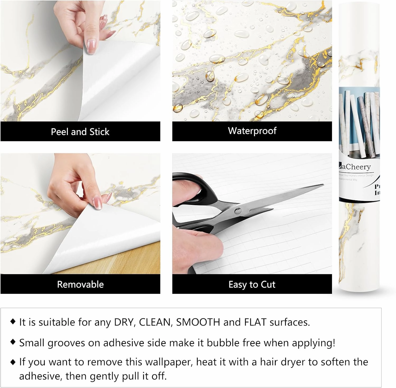 LACHEERY Kitchen Counter Top Peel and Stick Waterproof 24 x 317 Inch Thick White Marble Contact Paper Peel and Stick Marble Countertop Wallpaper for Bathroom Countertops Self Adhesive Vinyl Wrap Roll