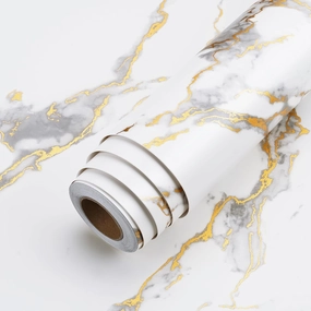 LACHEERY Kitchen Counter Top Peel and Stick Waterproof 24 x 317 Inch Thick White Marble Contact Paper Peel and Stick Marble Countertop Wallpaper for Bathroom Countertops Self Adhesive Vinyl Wrap Roll