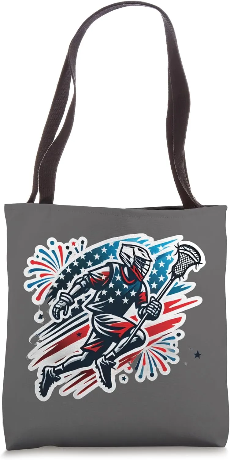 Lacrosse and Freedom Collide in This 4th of July Design Tote Bag