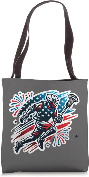 Lacrosse and Freedom Collide in This 4th of July Design Tote Bag