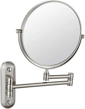 LADYG Wall Mounted Makeup Mirror, Premium 8'' Two-Sided Bathroom Vanity Mirror with Magnification, Extendable Arm, 360 Degree Swivel, Round, for Bathroom (Color : Rose Gold, Size : 3X)