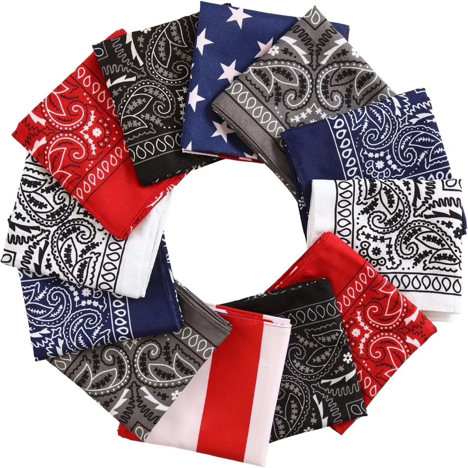 Large Bandana Headband - Handkerchief Bandanas for Men & Women - Paisley Bandana Pack - Cowboy Scarf