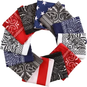 Large Bandana Headband - Handkerchief Bandanas for Men & Women - Paisley Bandana Pack - Cowboy Scarf