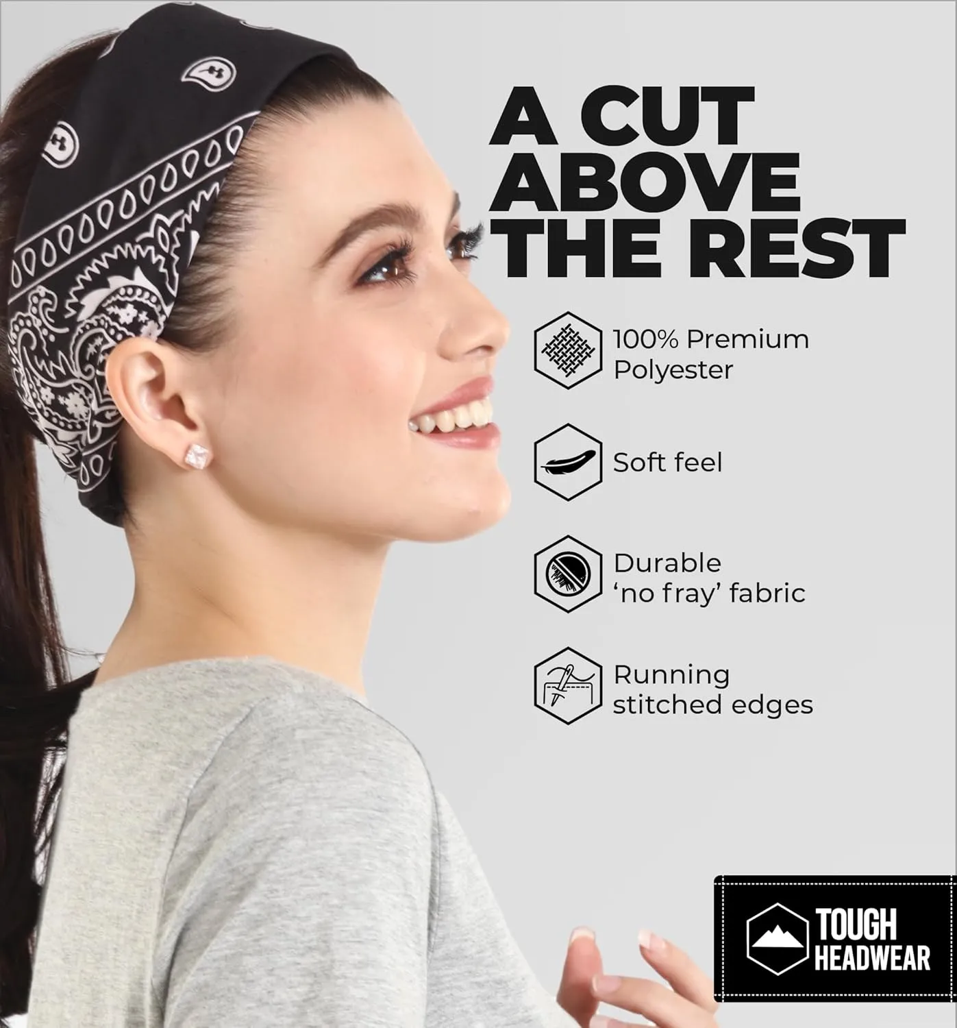 Large Bandana Headband - Handkerchief Bandanas for Men & Women - Paisley Bandana Pack - Cowboy Scarf