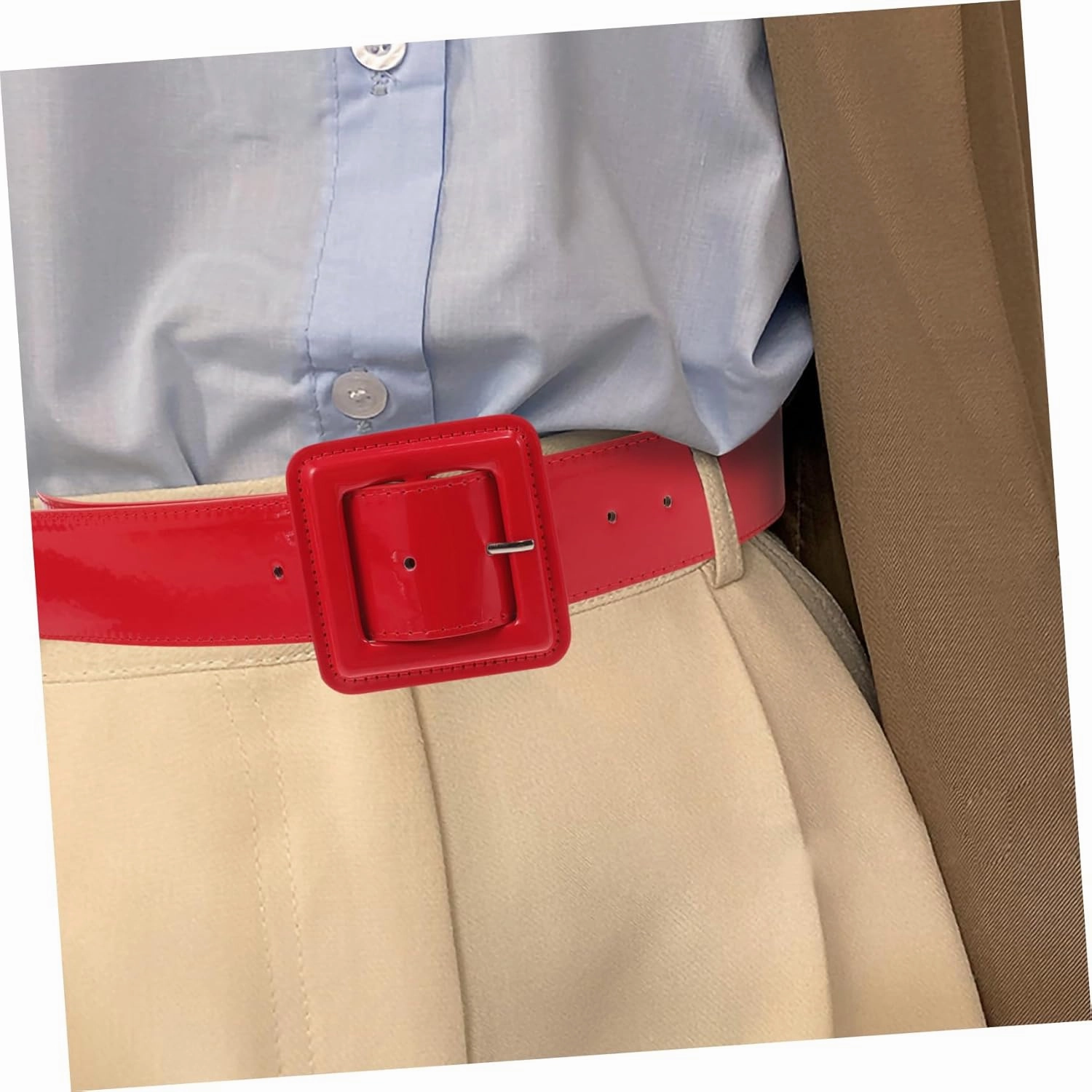 Leather Belt Women Patent Leather Belt Retro Wide Belts with Square Buckle Casual Ladies Belt for Jeans Dress