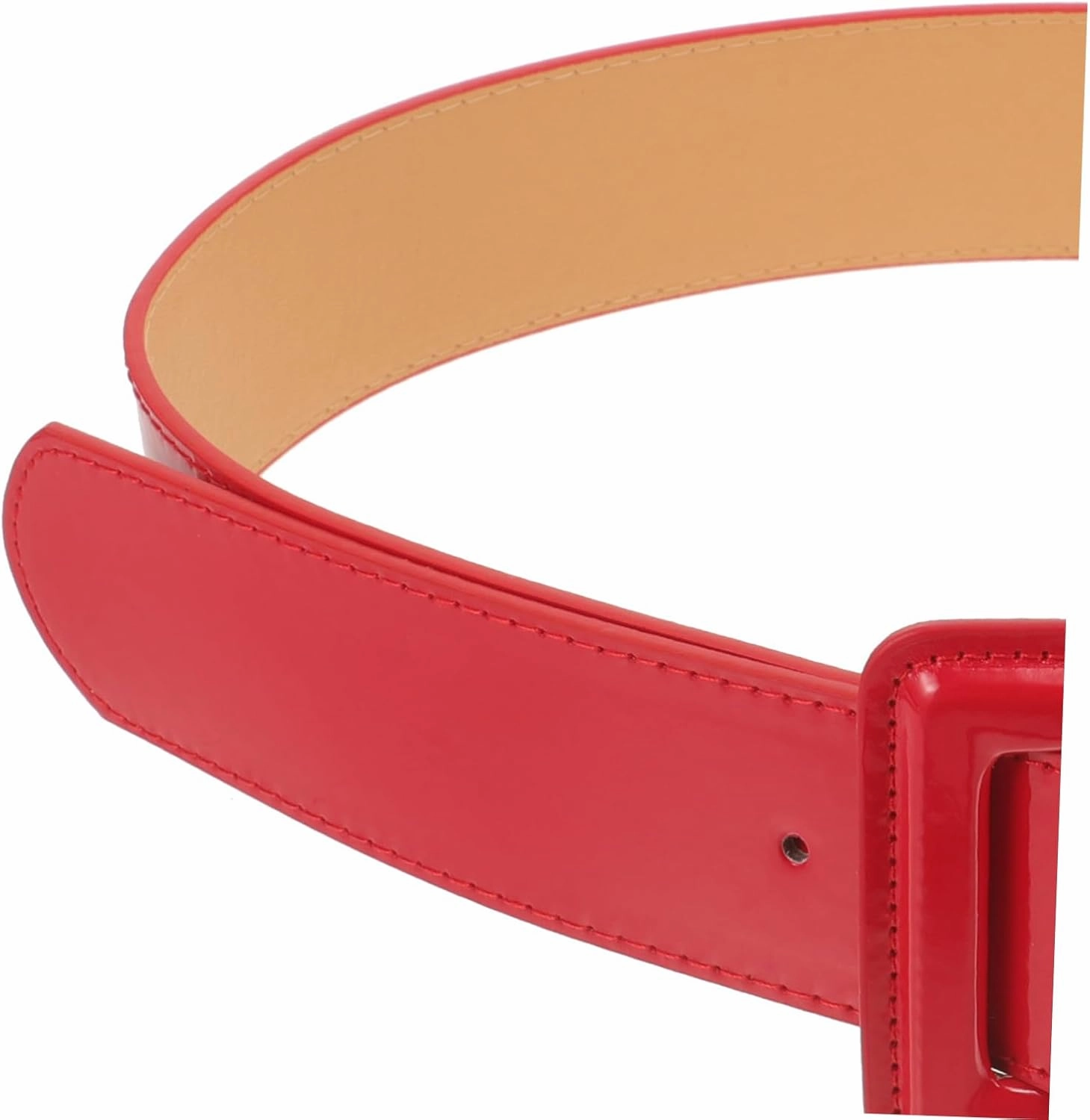 Leather Belt Women Patent Leather Belt Retro Wide Belts with Square Buckle Casual Ladies Belt for Jeans Dress