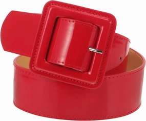 Leather Belt Women Patent Leather Belt Retro Wide Belts with Square Buckle Casual Ladies Belt for Jeans Dress