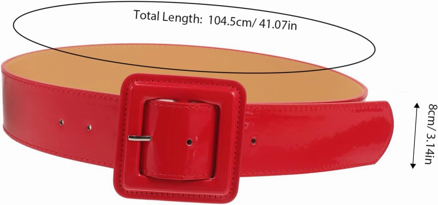 Leather Belt Women Patent Leather Belt Retro Wide Belts with Square Buckle Casual Ladies Belt for Jeans Dress