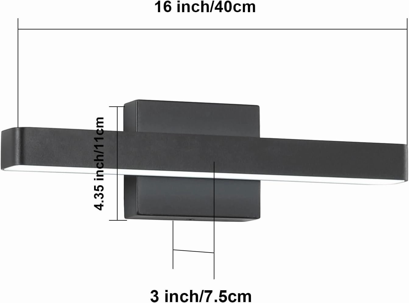 LED Modern Bathroom Vanity Light Bar (16-Inch, Cool White 6000K), Modern Acrylic Bathroom Wall Lighting Fixtures Over Mirror, Matte Black