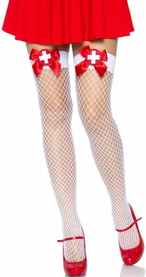 Leg Avenue Women's Nurse Fishnet Thigh Highs