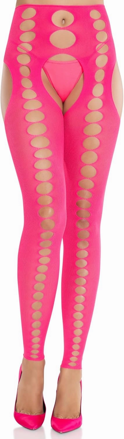 Leg Avenue Women’s Seamless Colored Tights with Cut-Out Details and Footless Design Suspender Tights for Women