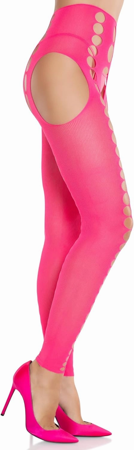 Leg Avenue Women’s Seamless Colored Tights with Cut-Out Details and Footless Design Suspender Tights for Women
