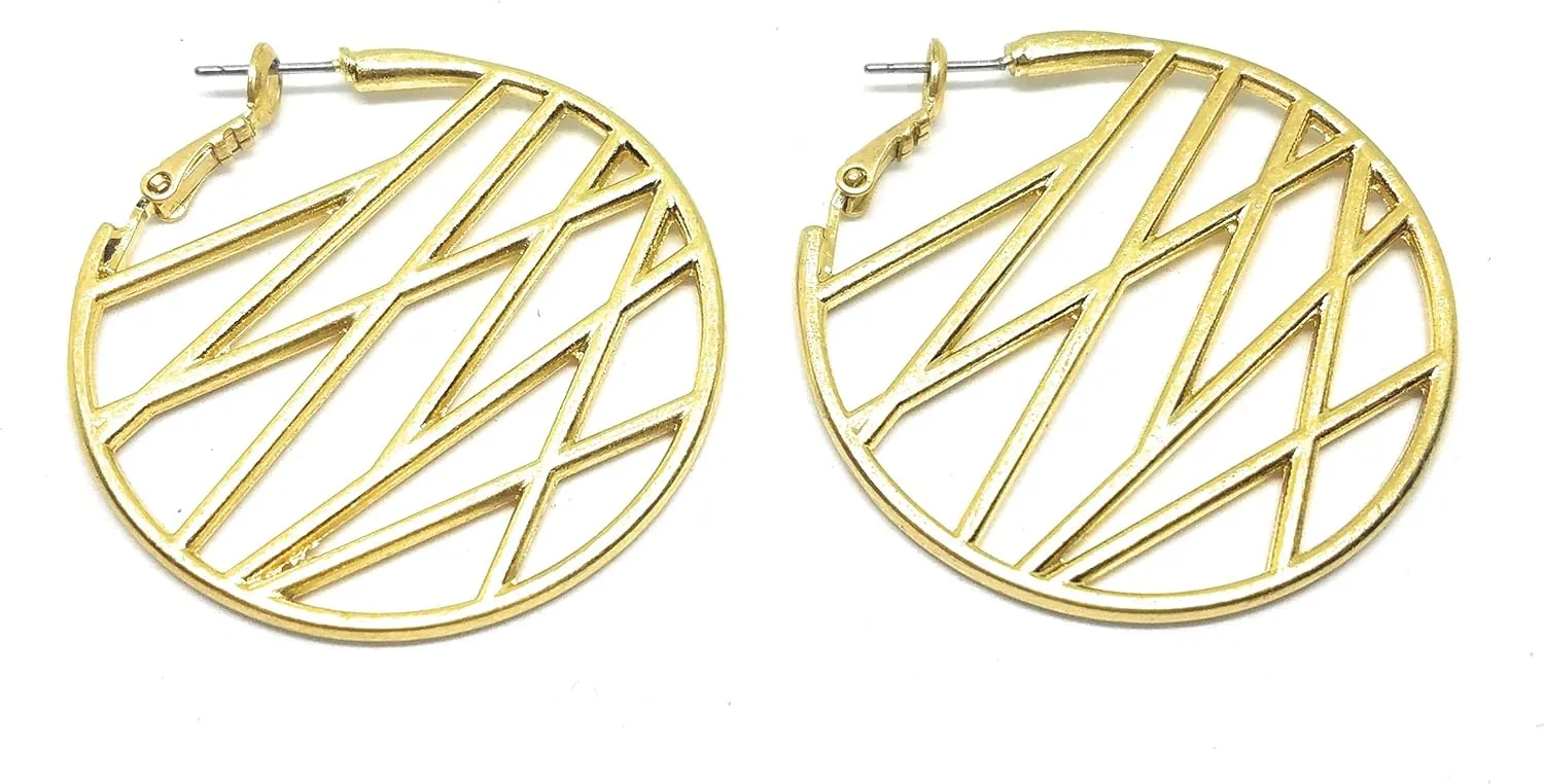 Lia Sophia Cross Hatch Retired Gold Earrings