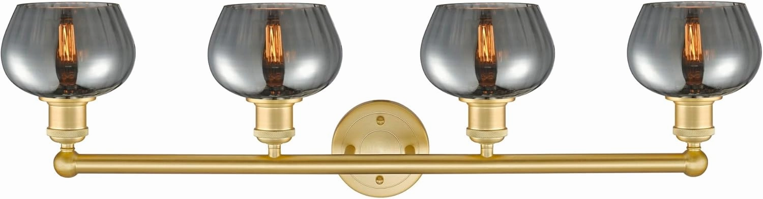 Lighting 616-4W-SG-G91 Fenton - 4 Light Bath Vanity in Industrial Style-10 Inches Tall and 33.5 Inches Wide, Finish Color: Satin Gold, Glass Color: Matte White