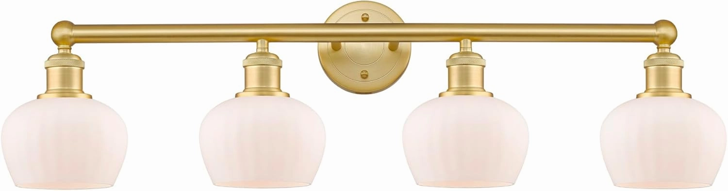 Lighting 616-4W-SG-G91 Fenton - 4 Light Bath Vanity in Industrial Style-10 Inches Tall and 33.5 Inches Wide, Finish Color: Satin Gold, Glass Color: Matte White
