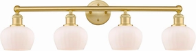 Lighting 616-4W-SG-G91 Fenton - 4 Light Bath Vanity in Industrial Style-10 Inches Tall and 33.5 Inches Wide, Finish Color: Satin Gold, Glass Color: Matte White