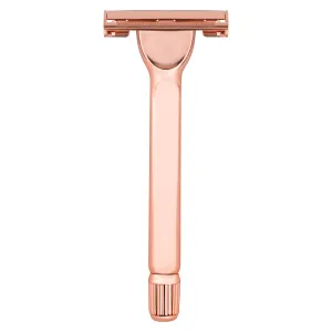LILAC Double Edge Butterfly Open Razor for Men & Women, Metal Safety Razor with 10 Platinum Coated Blades, Sustainable, Unisex-Adults, Rose Gold