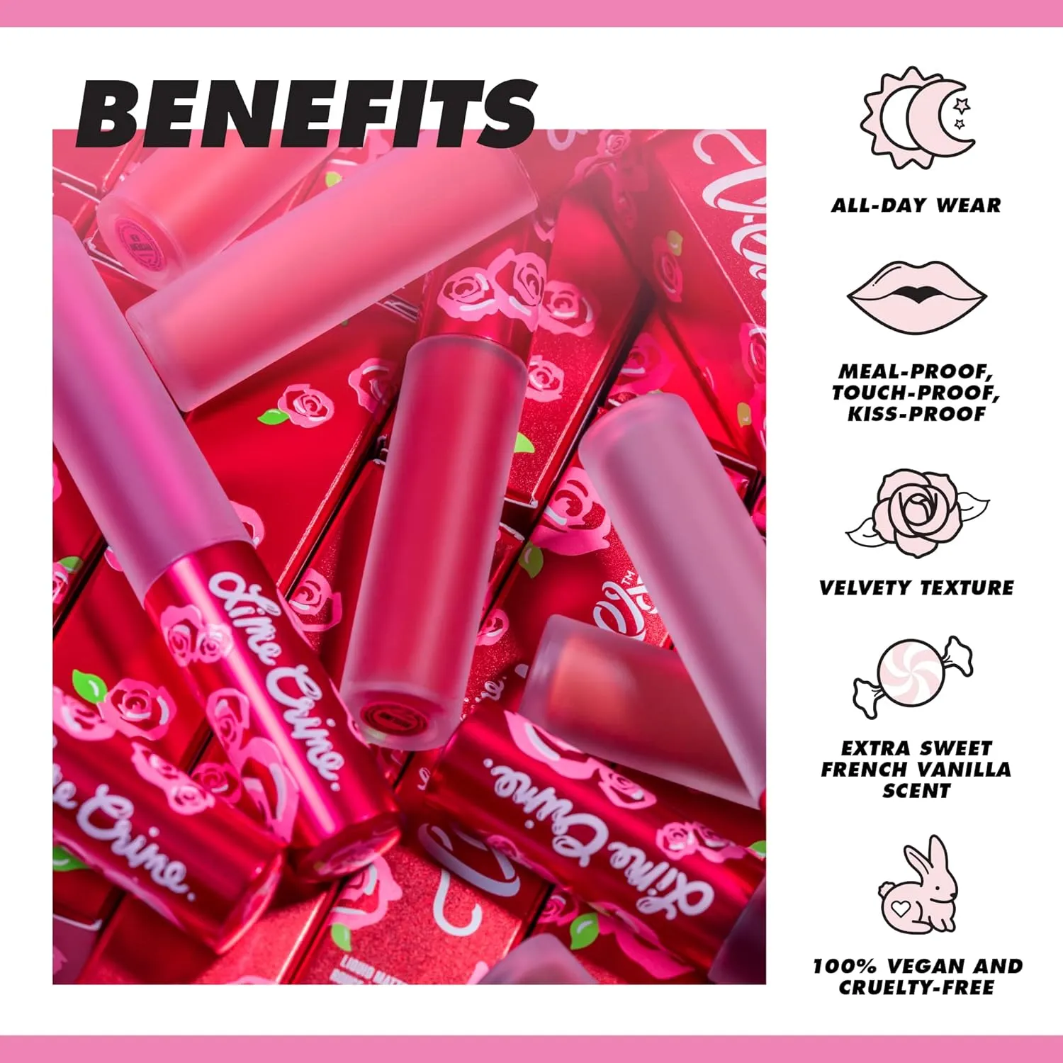 Lime Crime Velvetines Liquid Matte Lipstick, Beet It (Deep Berry Pink) - Bold, Long Lasting Shades & Lip Lining - Stellar Color & High Comfort for All-Day Wear - Talc-Free & Paraben-Free