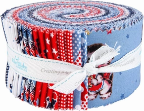 Lindsay Wilkes Riley Blake Fabric Set Sail America Rolie Polie, 40 Pcs, (RP-10510-40), 2.5 inch, Assorted