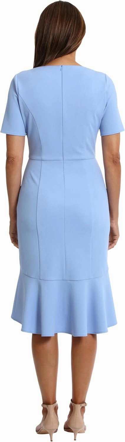 London Times Versatile Scoop Neck High-Low Flounce Hem Womens Dresses