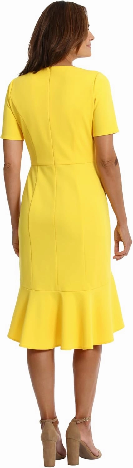 London Times Versatile Scoop Neck High-Low Flounce Hem Womens Dresses