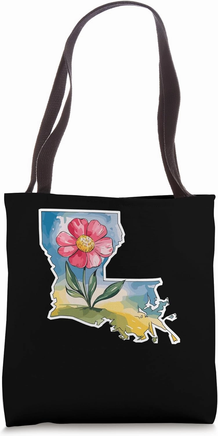 Louisiana State Outline With Floral Bouquet Tote Bag
