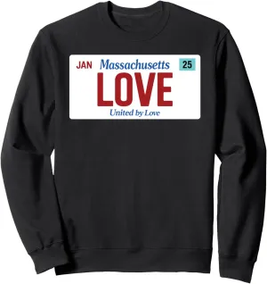Love Massachusetts License Plate United State Pride Boston Sweatshirt