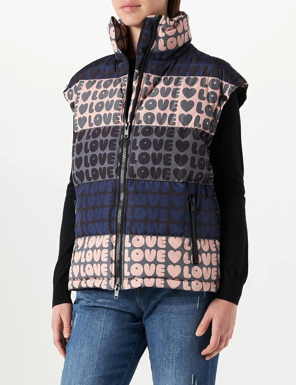 Love Moschino Chic Multicolor Logo-Print Women's Jacket