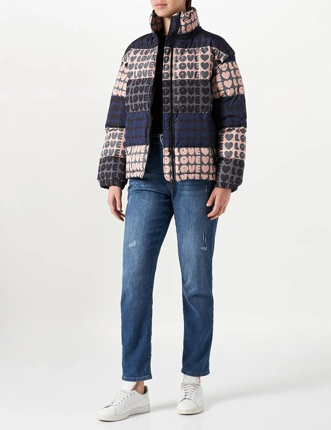 Love Moschino Chic Multicolor Logo-Print Women's Jacket