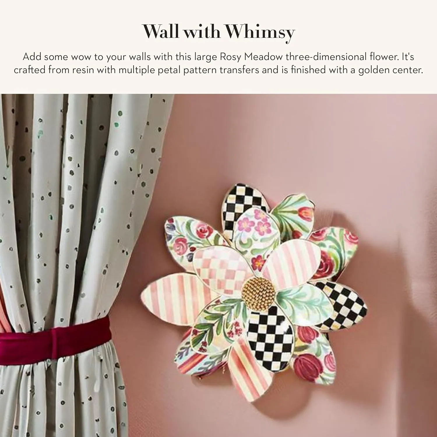 MACKENZIE-CHILDS Rosy Meadow Wall Decor, Hanging Flower Wall Art, Large