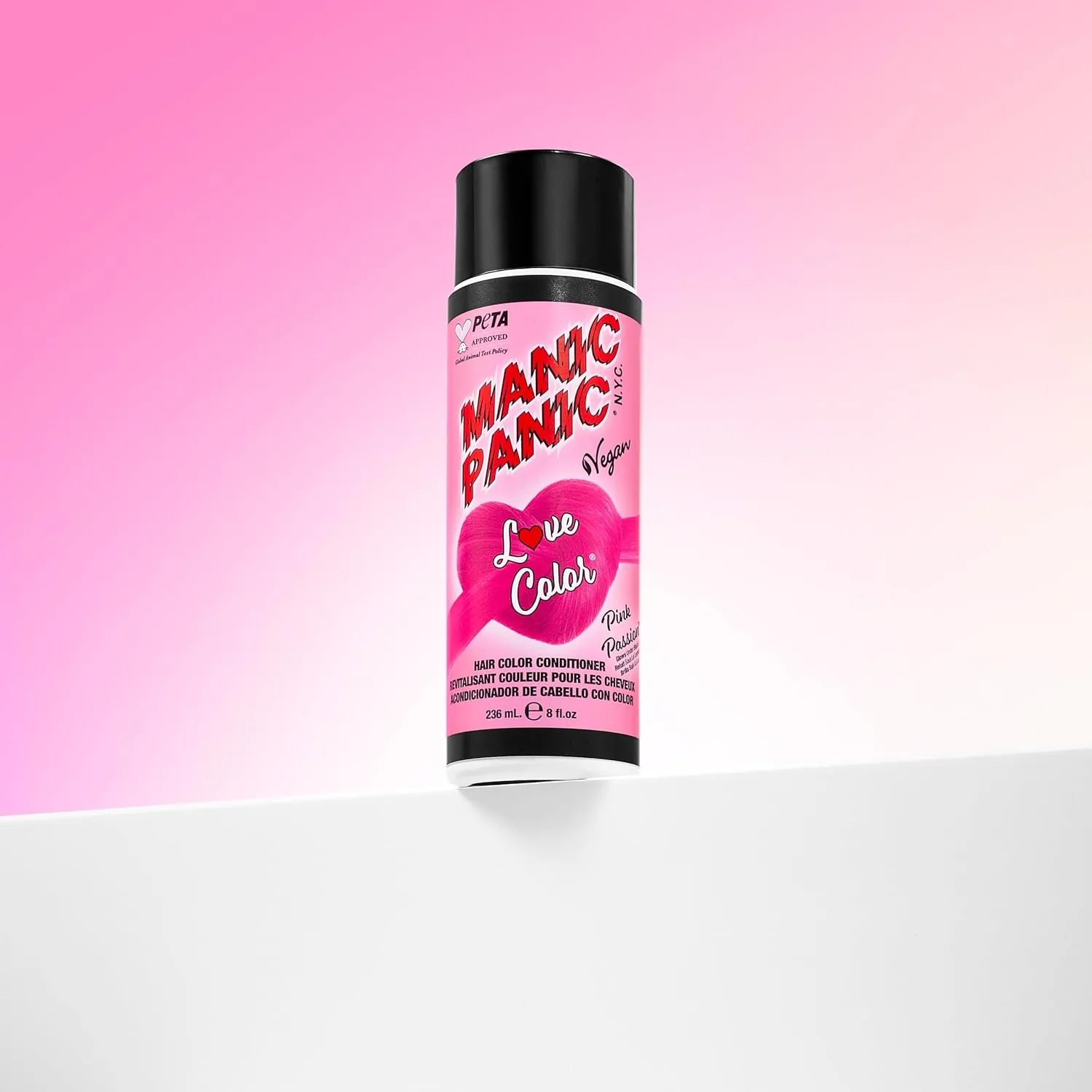 MANIC PANIC Cool Bright Neon Pink Color Depositing Conditioner - Love Color Hair Conditioner Keeps Hair Vibrant, Nourished & Refreshed - Formulated with Shea Butter & Quinoa - Pink Passion (8oz)