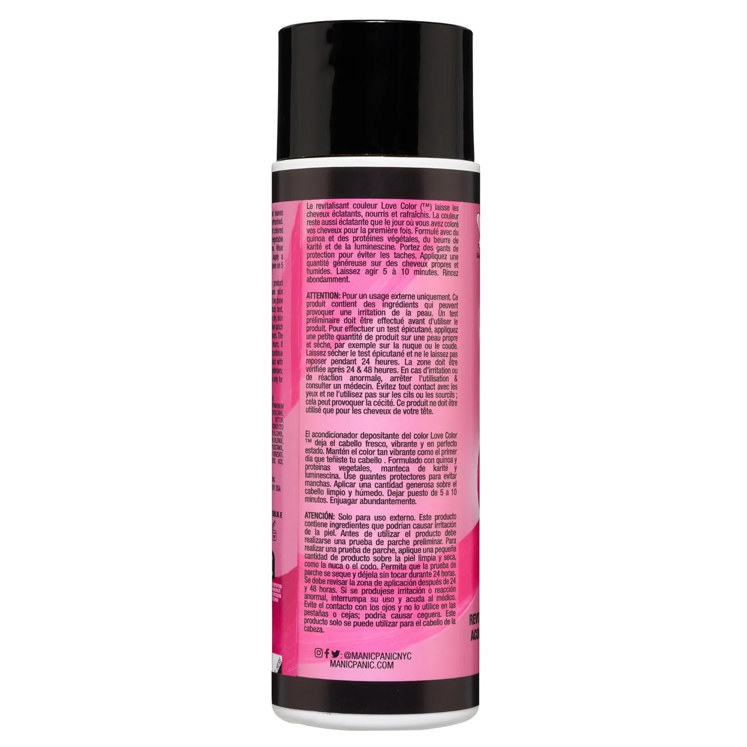 MANIC PANIC Cool Bright Neon Pink Color Depositing Conditioner - Love Color Hair Conditioner Keeps Hair Vibrant, Nourished & Refreshed - Formulated with Shea Butter & Quinoa - Pink Passion (8oz)