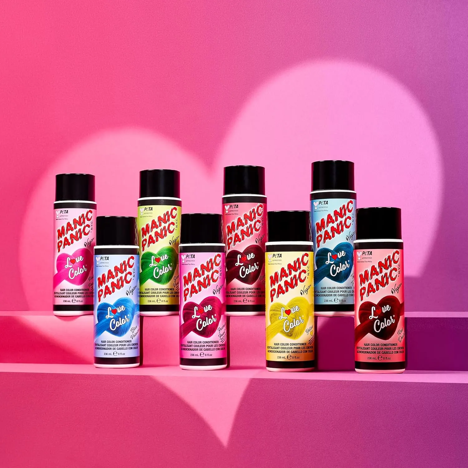 MANIC PANIC Cool Bright Neon Pink Color Depositing Conditioner - Love Color Hair Conditioner Keeps Hair Vibrant, Nourished & Refreshed - Formulated with Shea Butter & Quinoa - Pink Passion (8oz)