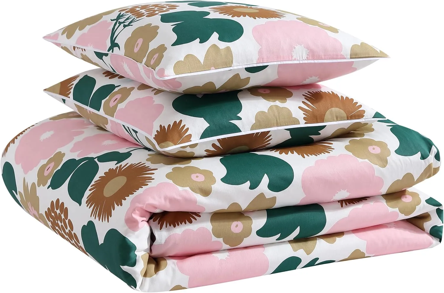 Marimekko - Queen Duvet Cover Set, Organic Cotton Bedding with Matching Shams, Bold Floral Home Decor, GOTS Certified (Pieni Kukkatori Pink, Queen)