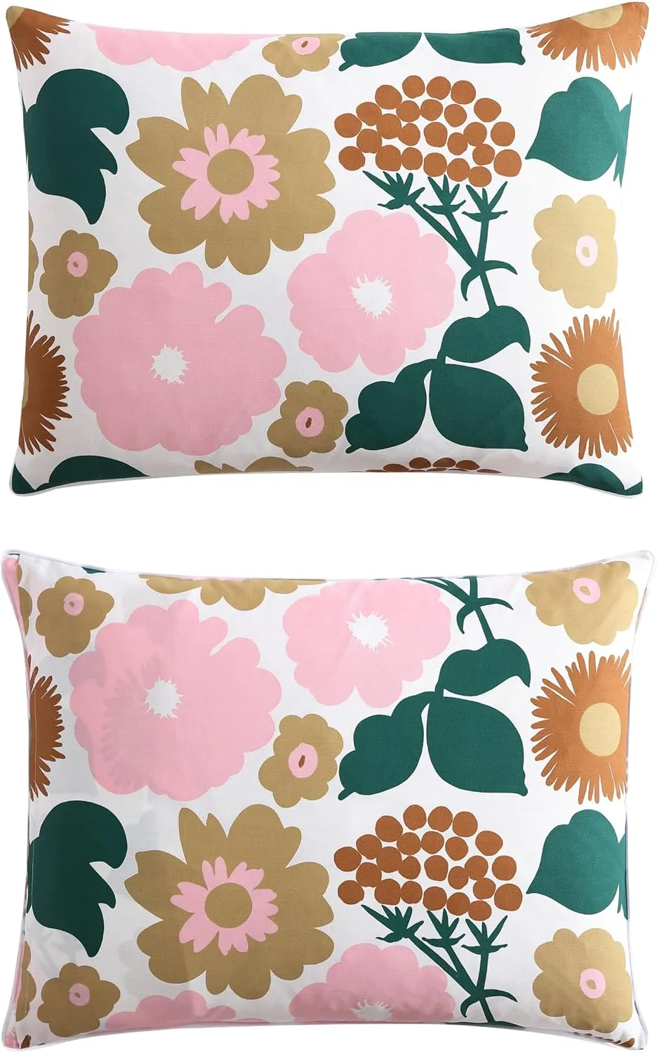 Marimekko - Queen Duvet Cover Set, Organic Cotton Bedding with Matching Shams, Bold Floral Home Decor, GOTS Certified (Pieni Kukkatori Pink, Queen)