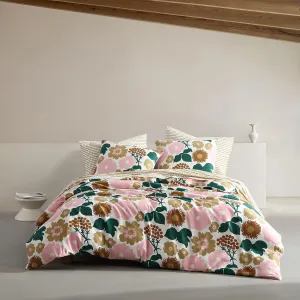 Marimekko - Queen Duvet Cover Set, Organic Cotton Bedding with Matching Shams, Bold Floral Home Decor, GOTS Certified (Pieni Kukkatori Pink, Queen)