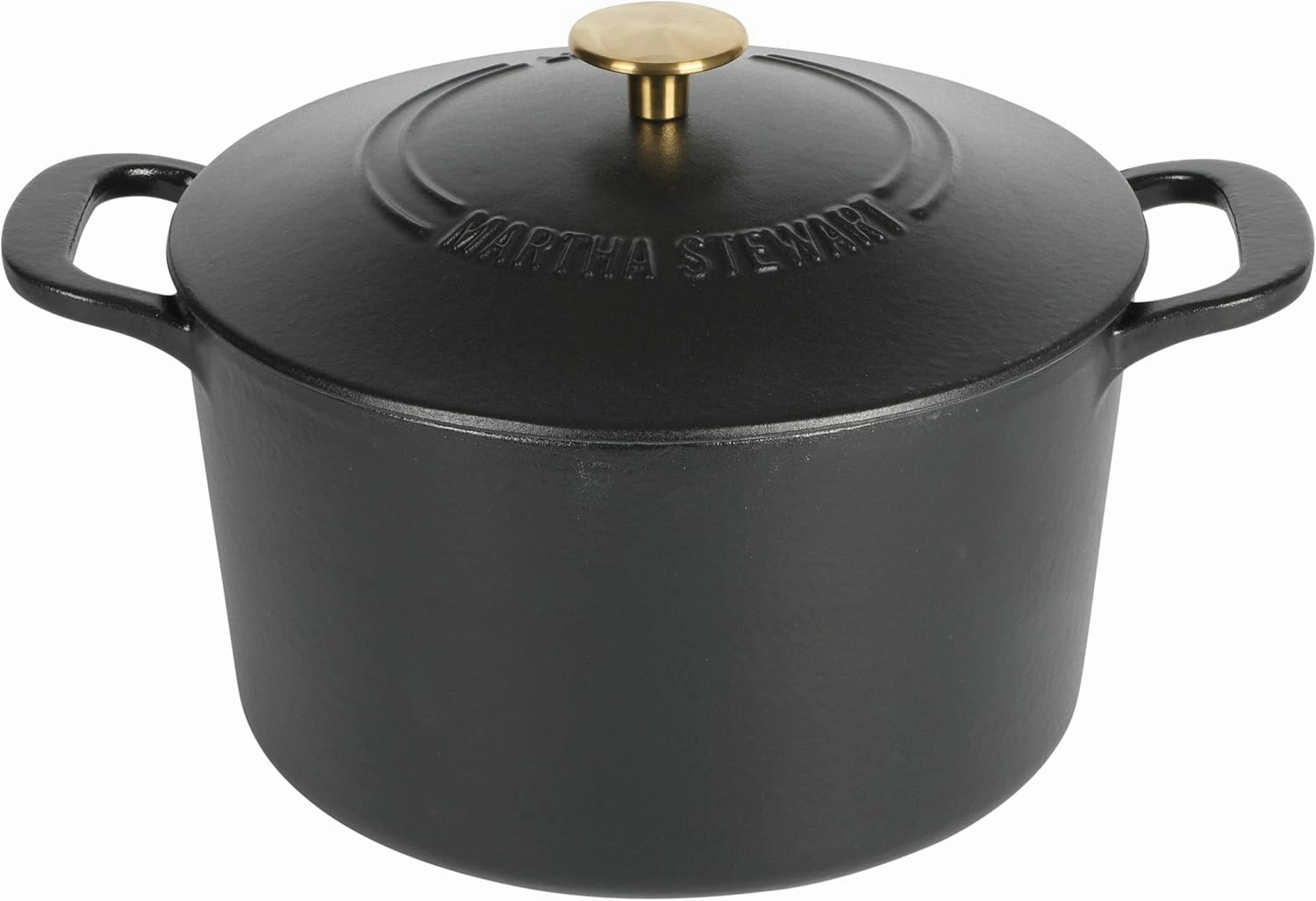 MARTHA STEWART Gatwick 7 QT Enamel Cast Iron Dutch Oven, Matte Black