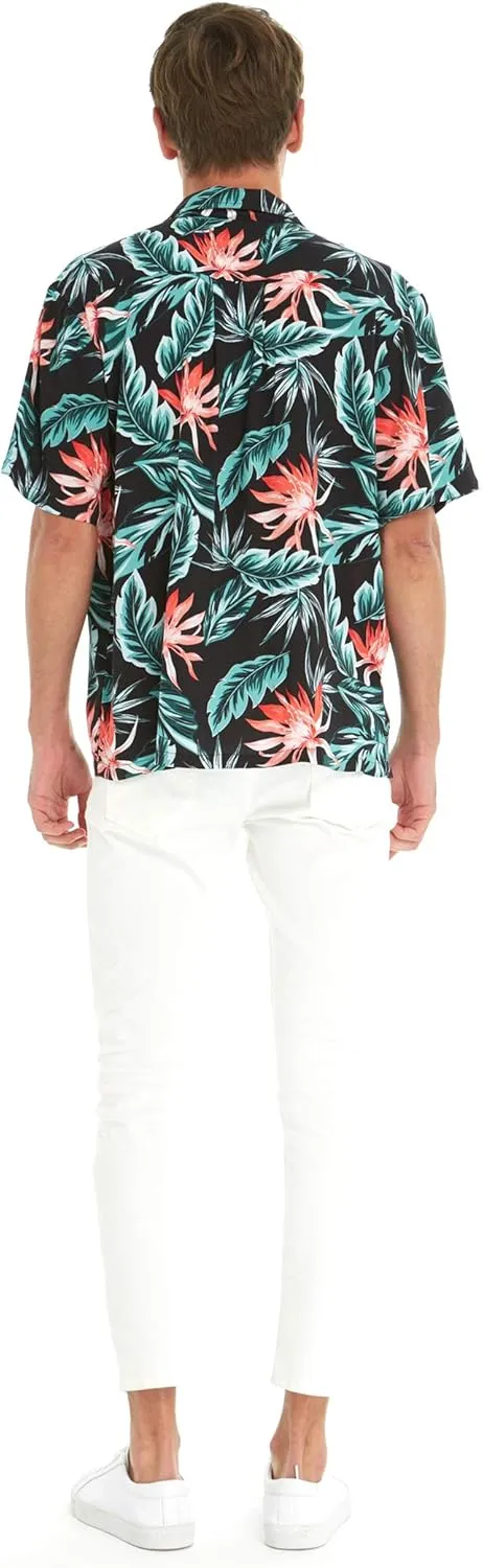 Matchable Couple Hawaiian Luau Shirt or Spaghetti Strap Top in Blooming Lily Black