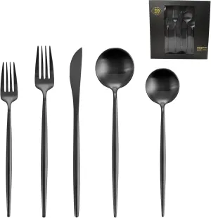 Matte Black Silverware Set for 4, 20 Pieces Stainless Steel Flatware Set，Kitchen Utensil Set, Tableware Cutlery Set, Knife Spoons And Forks Set, Satin Finished, Nice Gift Box