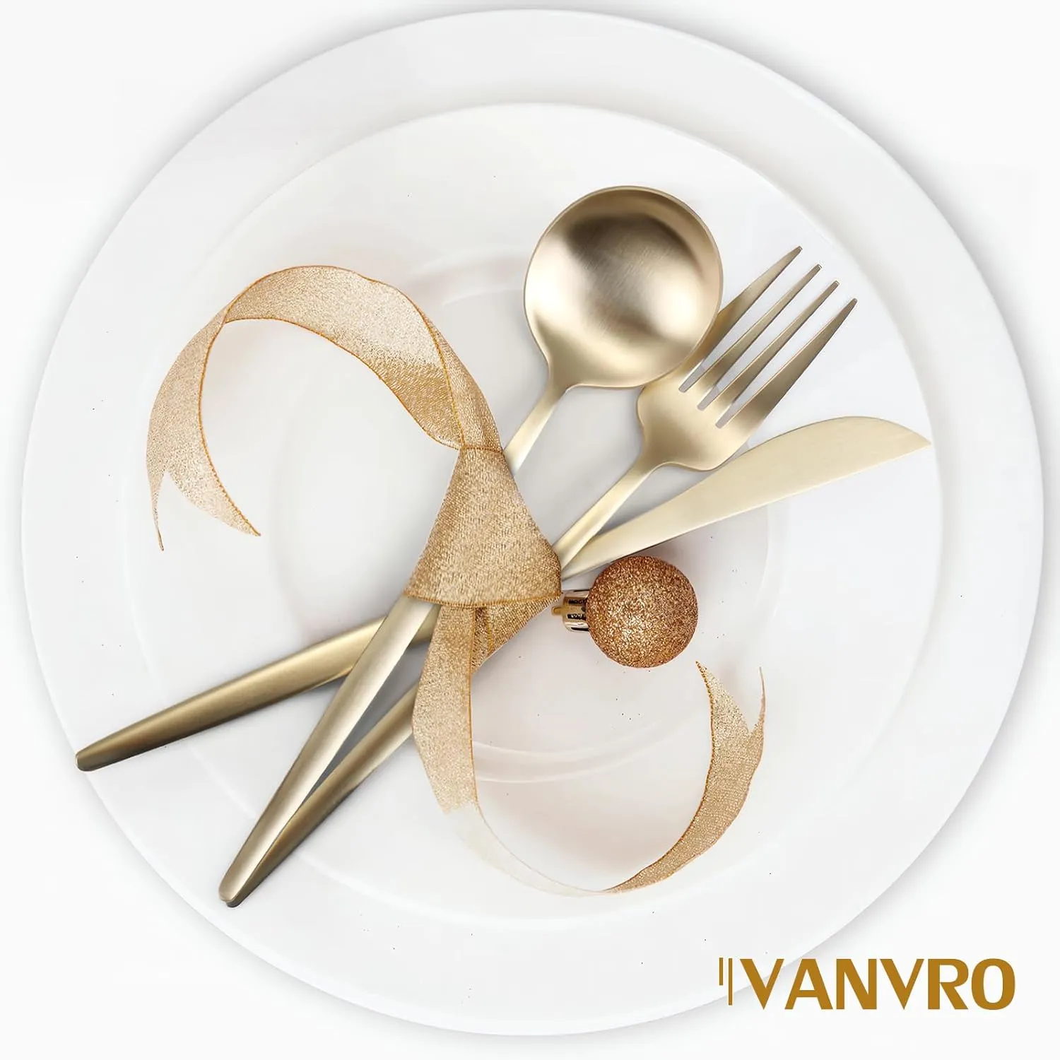 Matte Champagne Gold Silverware Set, 60-Piece Stainless Steel Flatware set, Service for 12, Tableware Cutlery Set, Satin Finish,Utensils for Kitchen, Dishwasher Safe