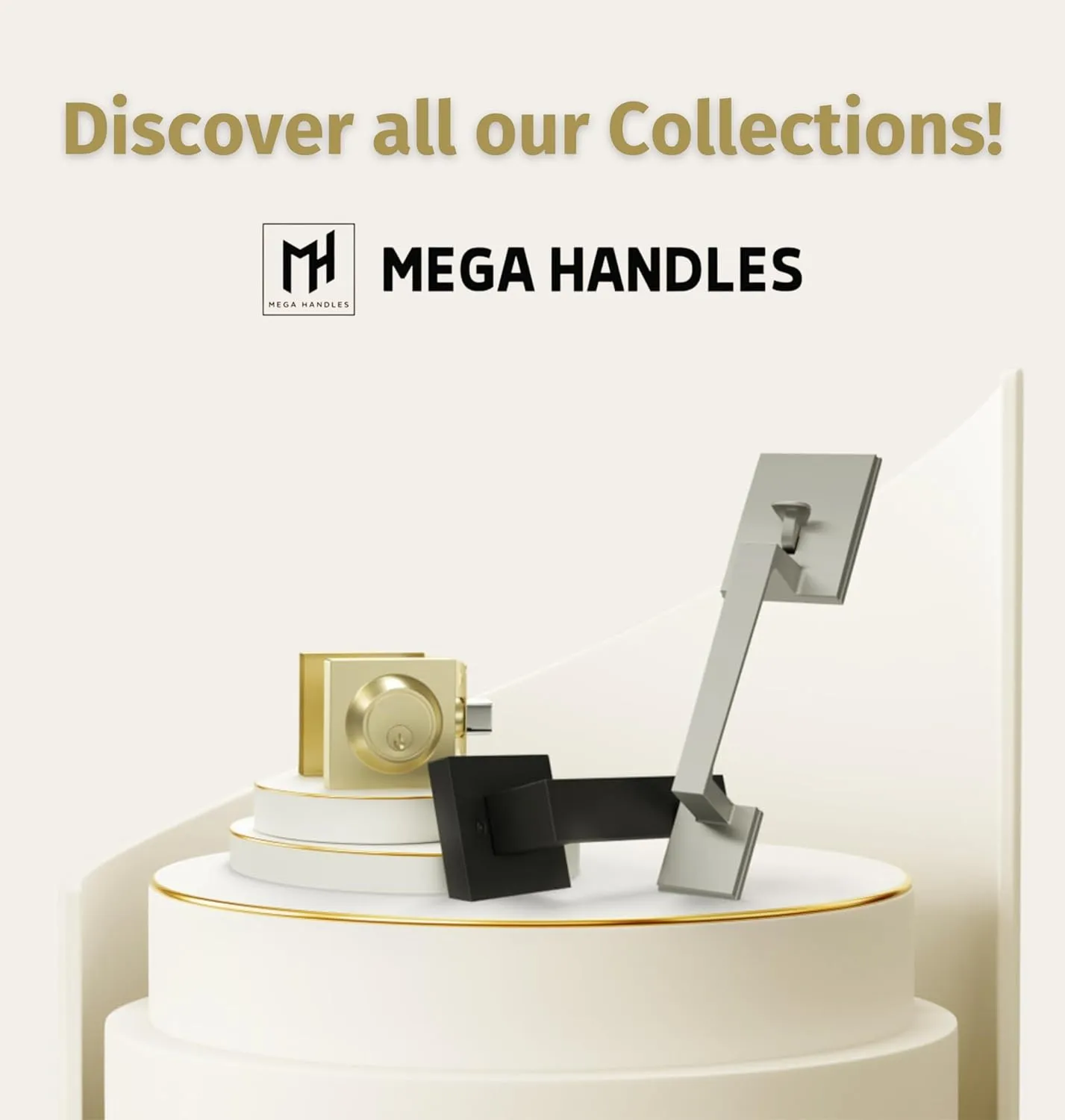 Mega Handles Glamor Privacy, Lever & Lock Door Handle Set for Hallway, Closet and Bathroom, Keyless Lock, Heavy Duty Door Levers, Fits All Standard Door Sizes, Screws Included - Satin Brass (1 Pack)