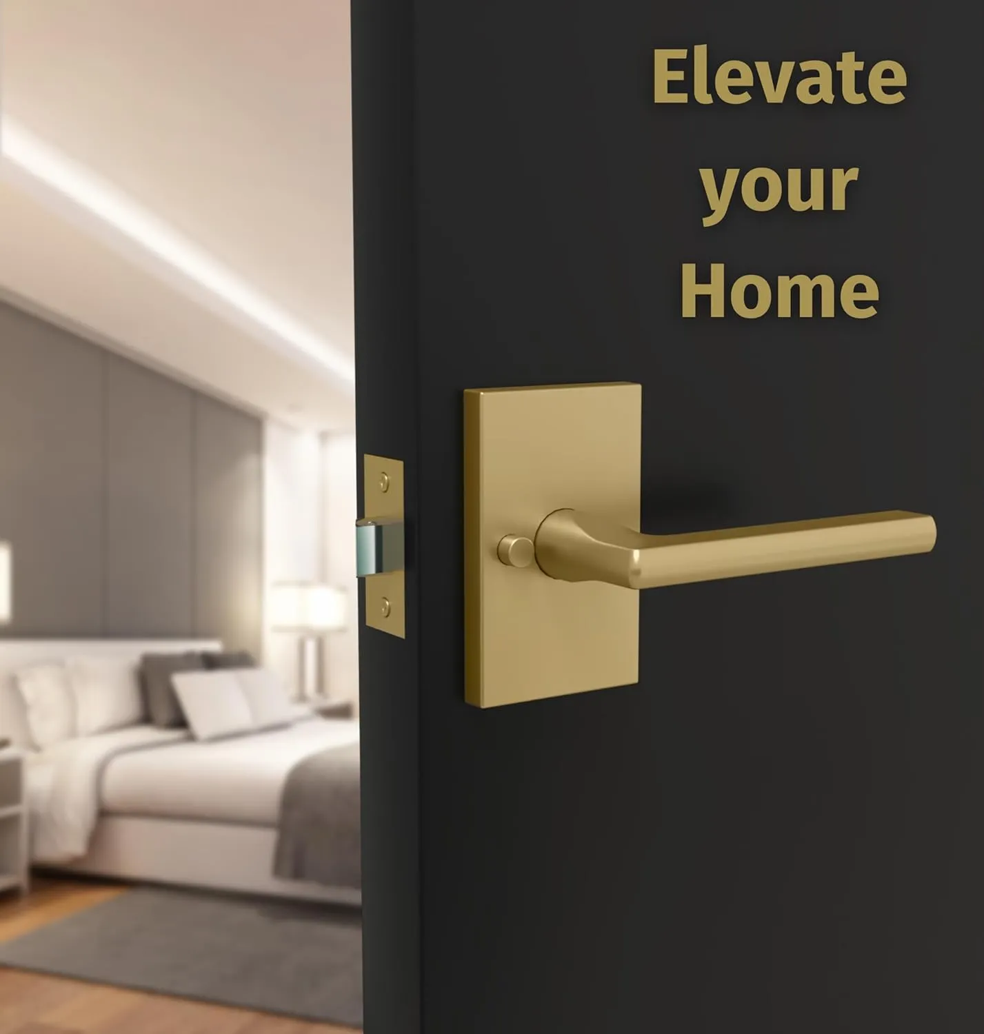 Mega Handles Glamor Privacy, Lever & Lock Door Handle Set for Hallway, Closet and Bathroom, Keyless Lock, Heavy Duty Door Levers, Fits All Standard Door Sizes, Screws Included - Satin Brass (1 Pack)