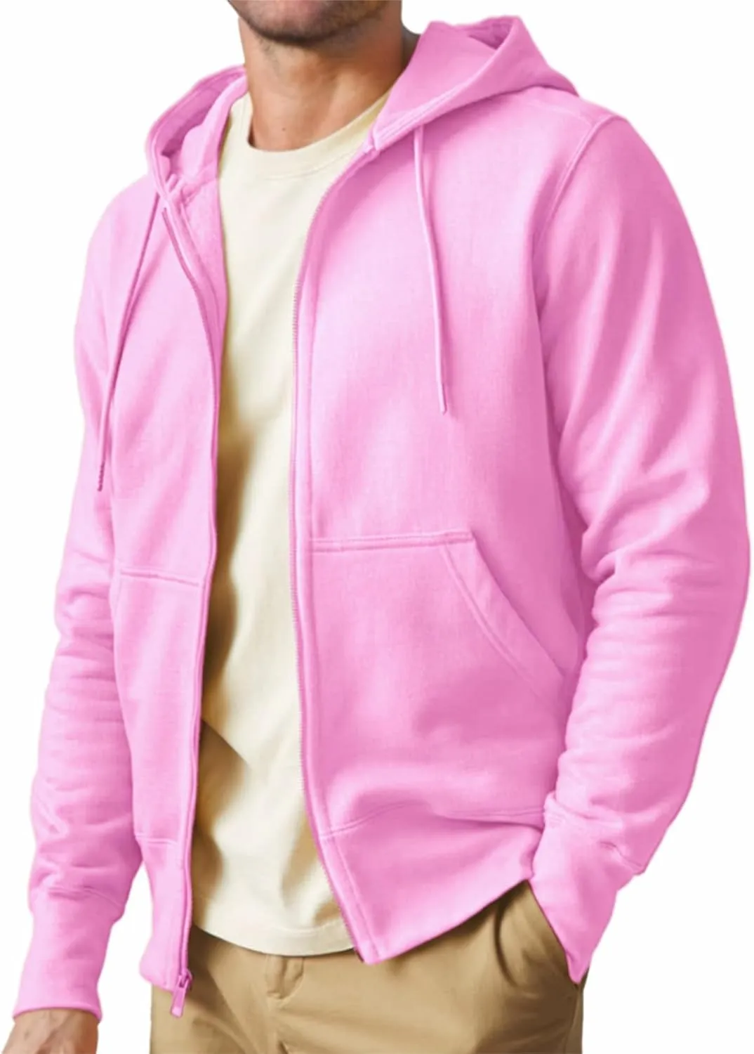 Mens Zip up Hoodie Full Zip Fleece Lined Pullover Hooded Sweatshirt Long Sleeve Sports Hooded Jacket with Pocket